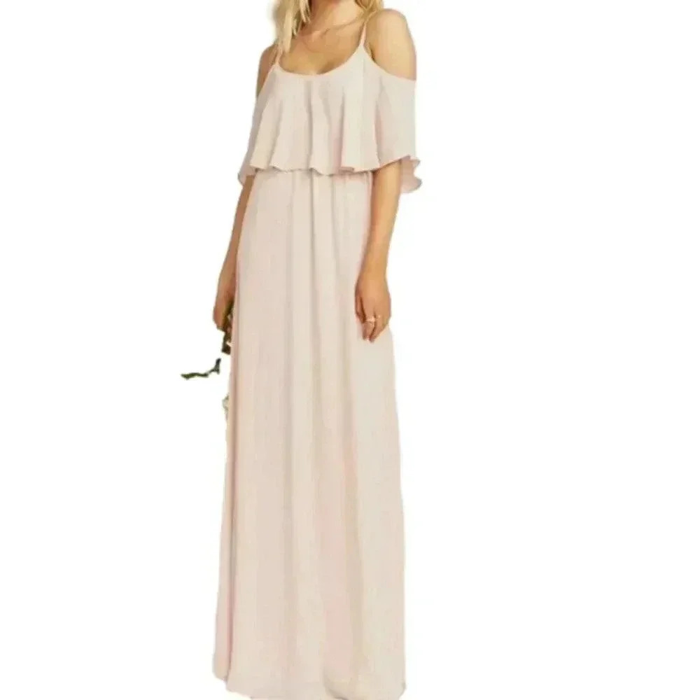 Show Me Your MuMu Caitlin Ruffle Maxi Dress Dusty Plush Crisp size small